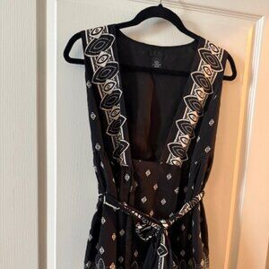 Anna Sui for Target Silk Belted Wrap Black & Cream Dress - XS